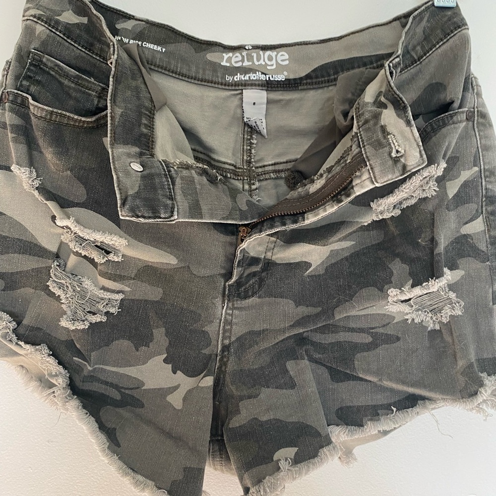 Charlotte Russe Gray Distressed Jean Shorts